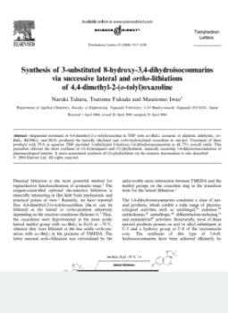 كتاب Synthesis of 3-substituted 8-hydroxy-3,4-dihydroisocoumarins